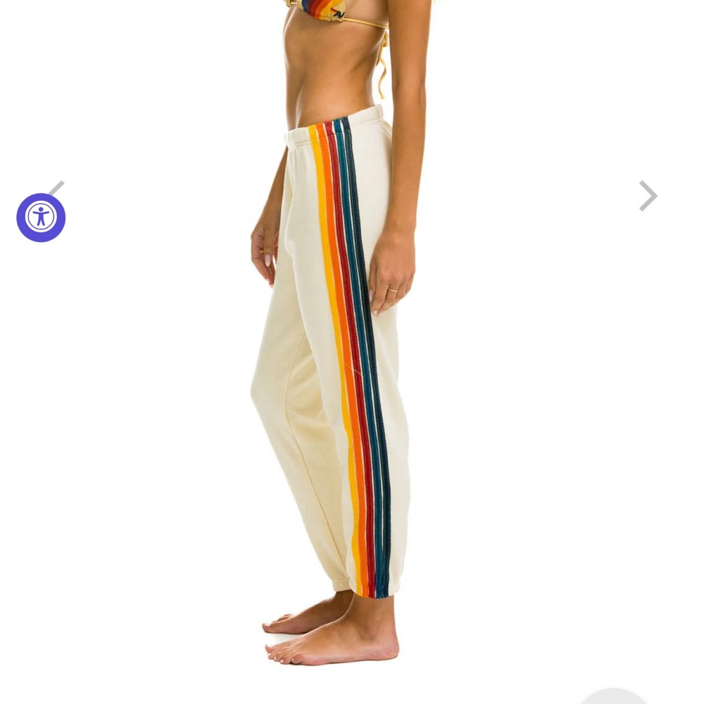 Aviator Nation 5 stripe sweatpants XS vintage white